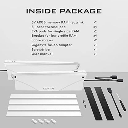 Sync EZDIY: EZDIY-FAB 5V ARGB Memory RAM Cooler DDR Heatsink – Close-up Detail