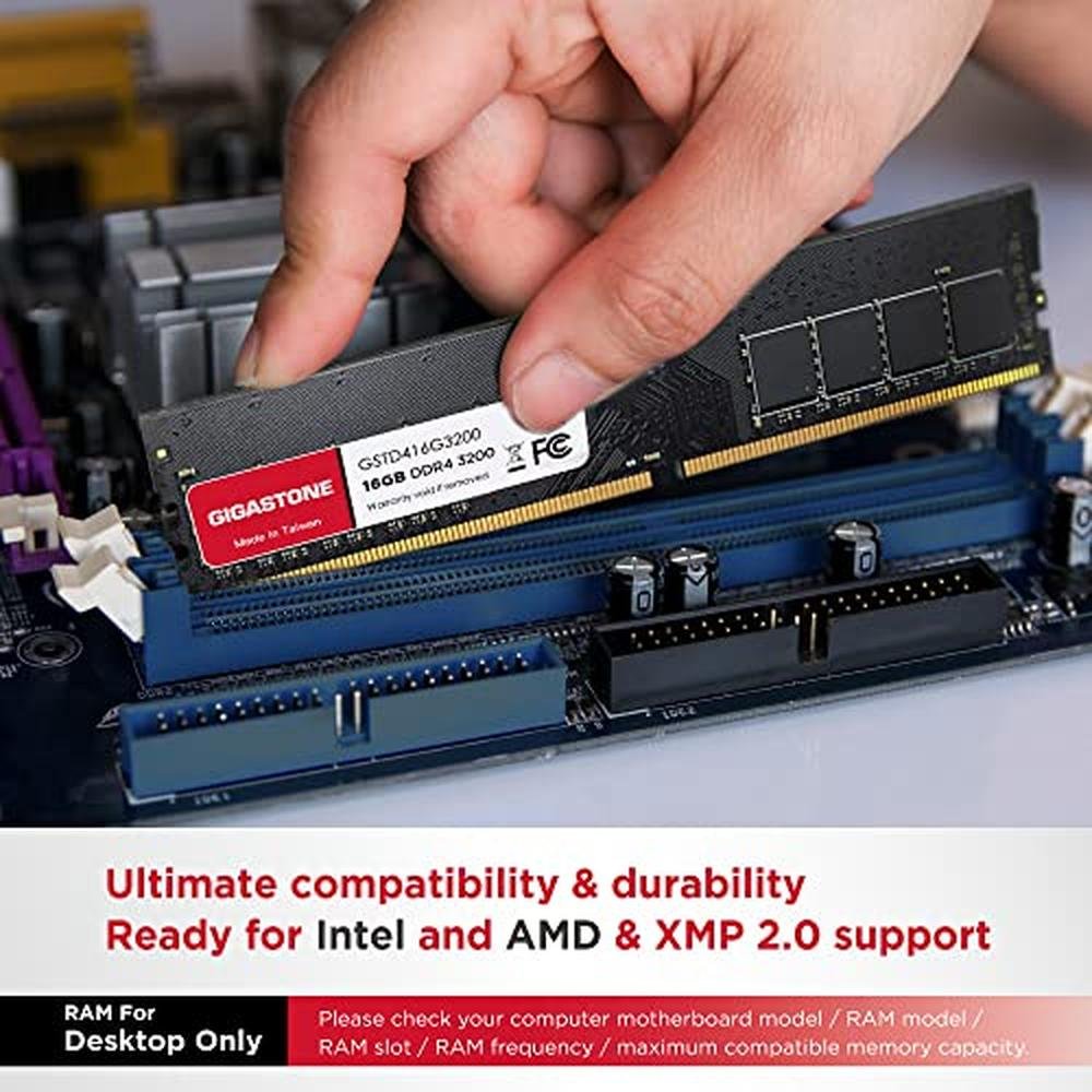 DDR4 PC4 RAM: GIGASTONE 16GB DDR4 3200MHz – Side View