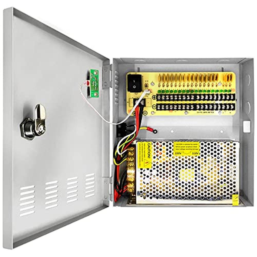 Channel 10A: 18 Channel 12V DC Output CCTV Power Supply Box – Front View