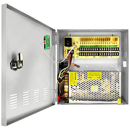 Channel 10A: 18 Channel 12V DC Output CCTV Power Supply Box – Front View