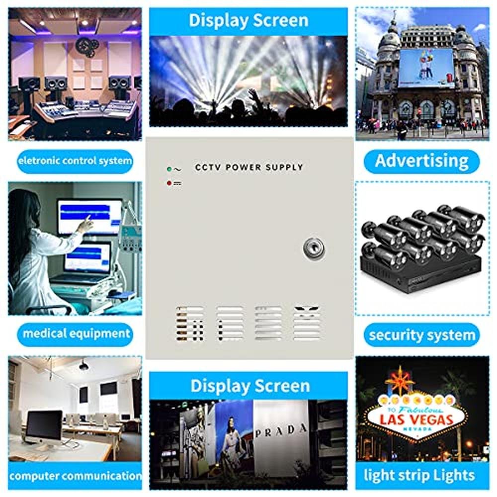 Channel 10A: 18 Channel 12V DC Output CCTV Power Supply Box – Close-up Detail