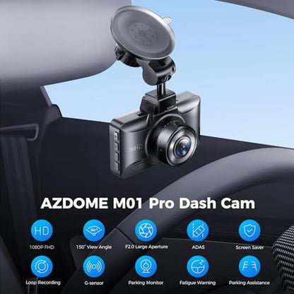 AZDOME M01 Dual Dash Cam: Front and Rear 1080p & 720p – Side View