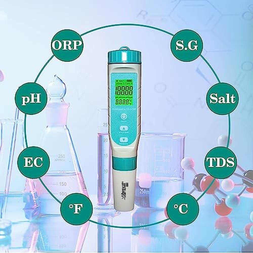 Premium 7 in 1 Water Quality Tester Pen Meter for Pools – Side View