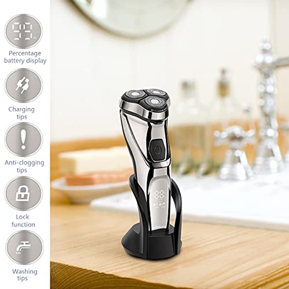 Electric Men's Shaver: WELIRY Electric Razor Wet Dry – In Use