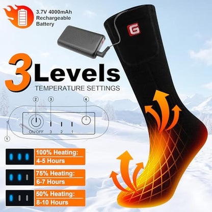 Heated Men's Socks: Electric Rechargeable Battery Heated – Side View