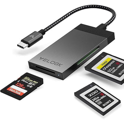 CFExpress Reader: VelogK Dual Slot USB 3.2 10Gbps CFExpress – Front View