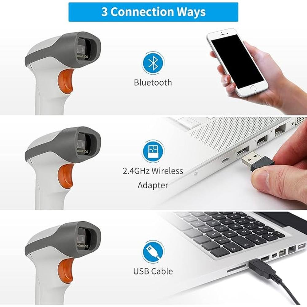 Barcode Scanner: NetumScan Bluetooth 2D Barcode Scanner – Side View