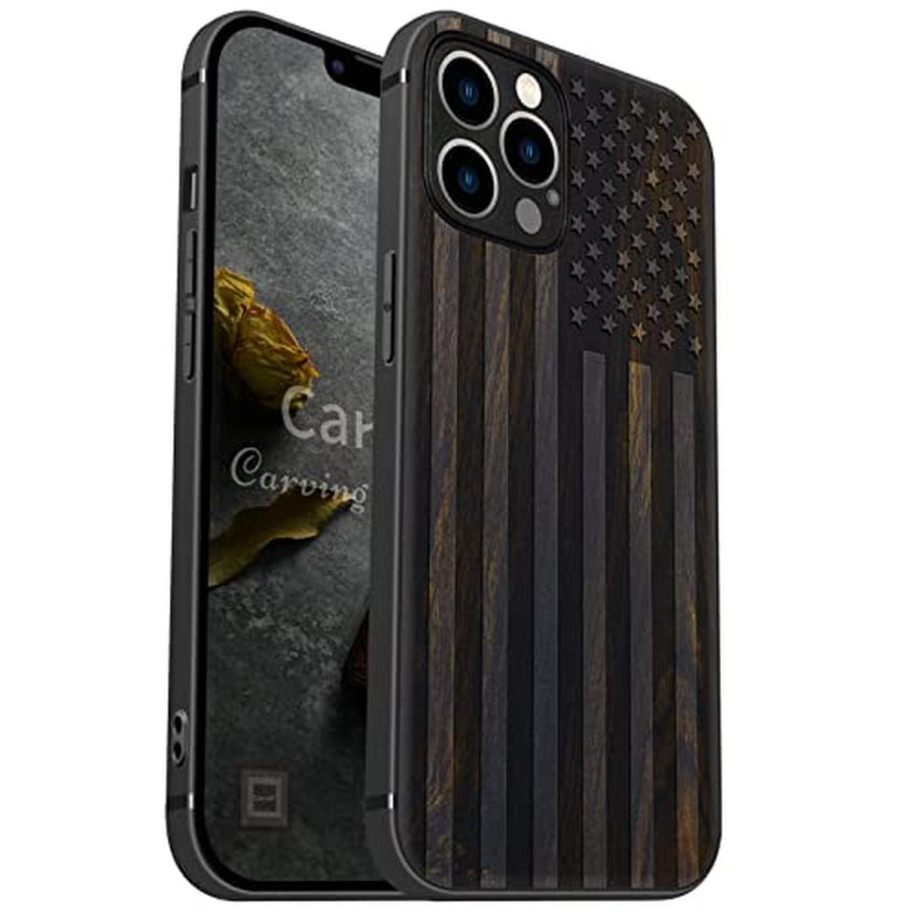 Wood Case: Carveit Magnetic iPhone 12 Pro Case Natural Wood – Front View