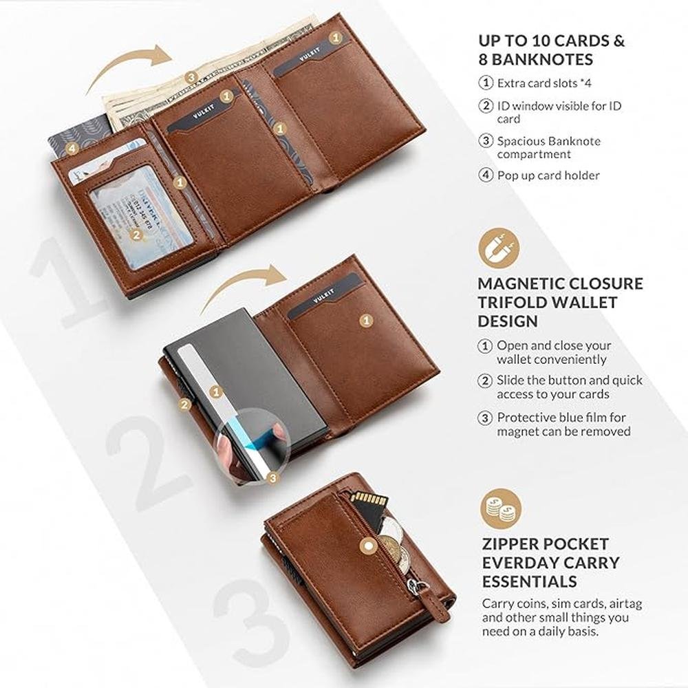 Wallet Cards: VULKIT Card Holder Wallet with Magnetic – Side View