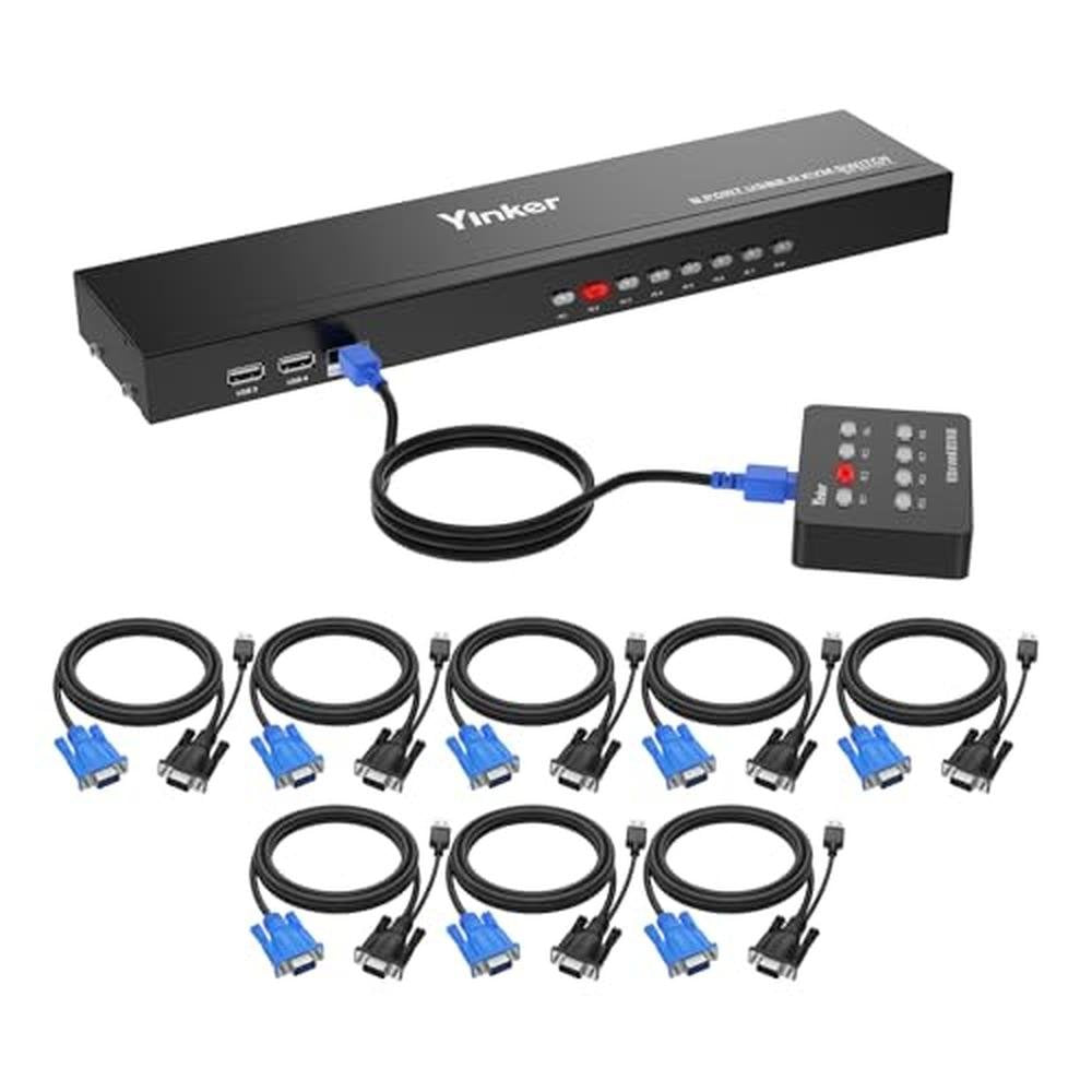 KVM Yinker: Yinker VGA KVM 8 Port Rackmount Switch – Front View