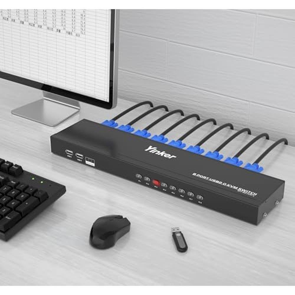 KVM Yinker: Yinker VGA KVM 8 Port Rackmount Switch – Side View