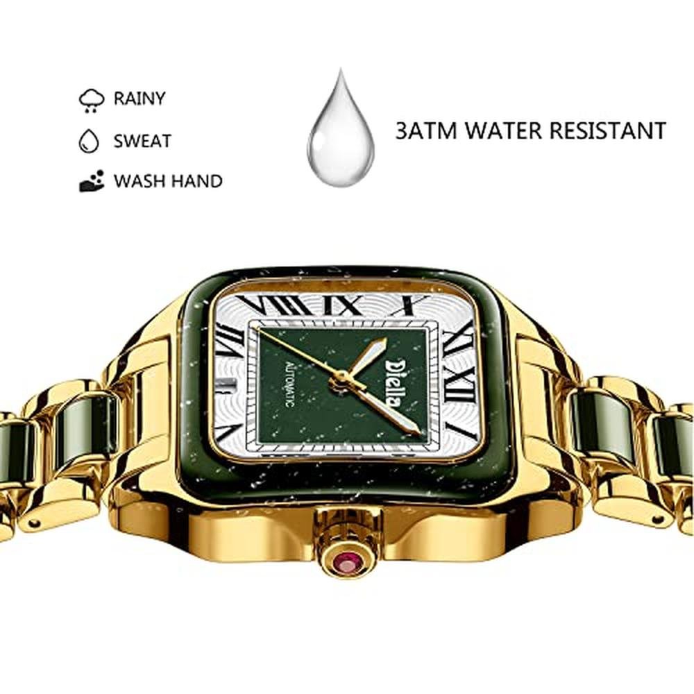 Women Diella: Diella Luxury Rectangle Dress Wrist Watch – Close-up Detail