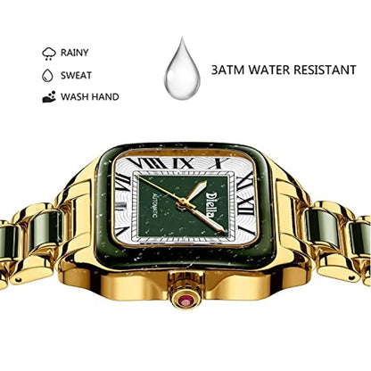 Women Diella: Diella Luxury Rectangle Dress Wrist Watch – Close-up Detail