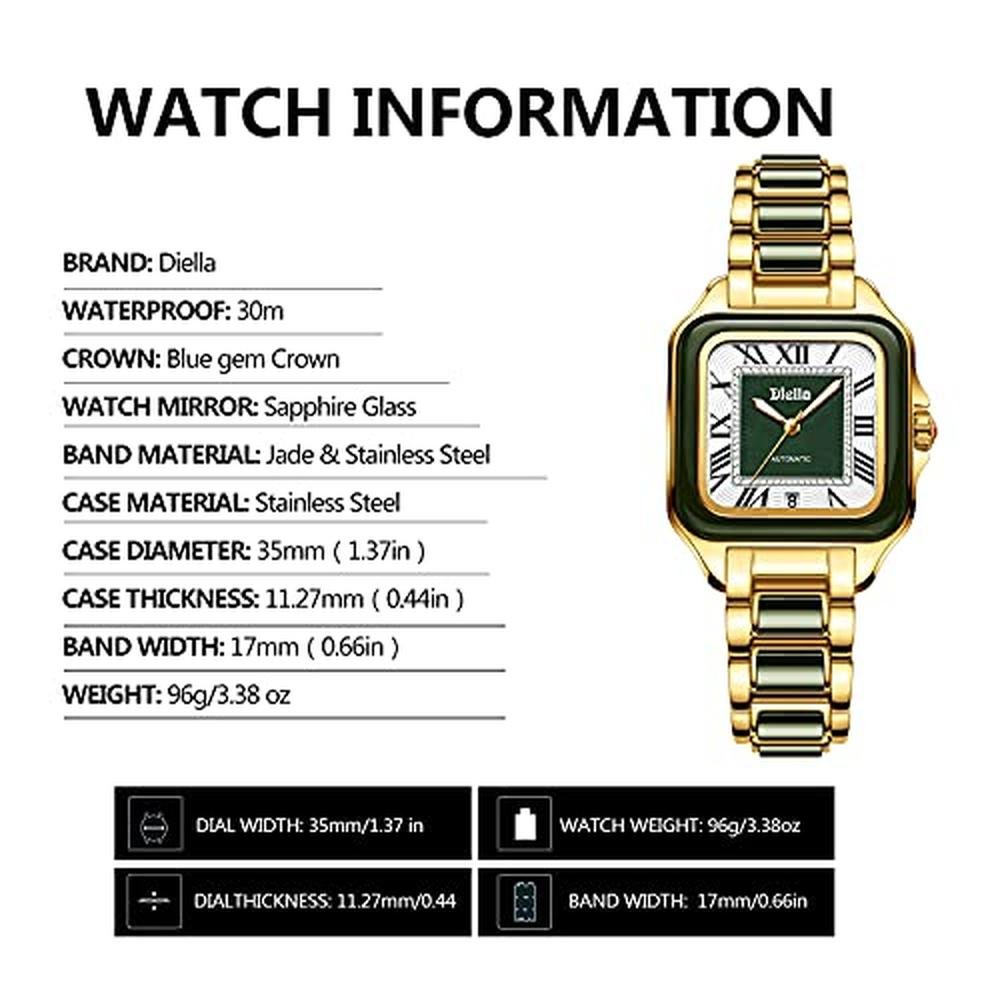 Women Diella: Diella Luxury Rectangle Dress Wrist Watch – In Use