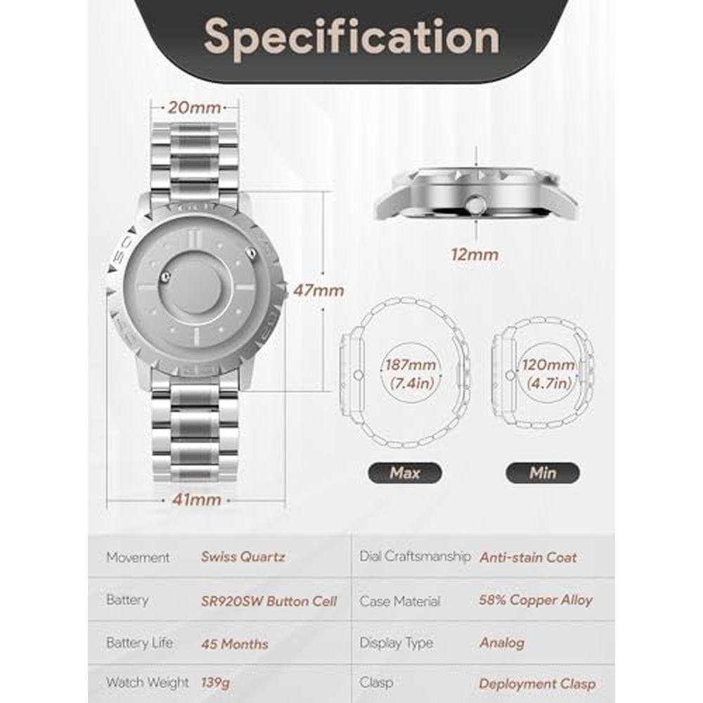 Watches Eutour: EUTOUR Men's Magnetic Watch 3D PVD One Piece – In Use