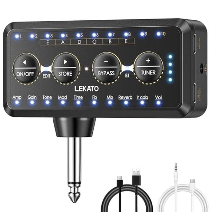 Headphone Guitar: LEKATO Micro Guitar Headphone Amp Bass – Front View