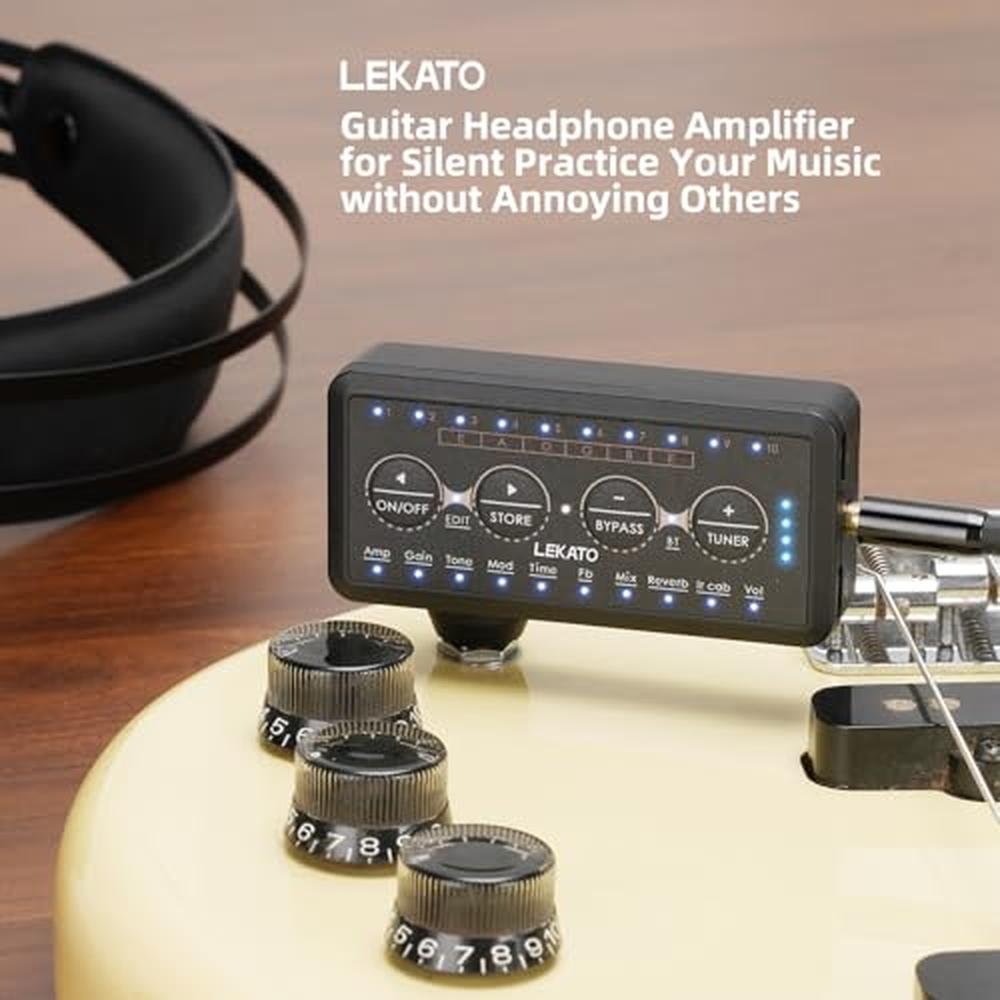 Headphone Guitar: LEKATO Micro Guitar Headphone Amp Bass – Side View