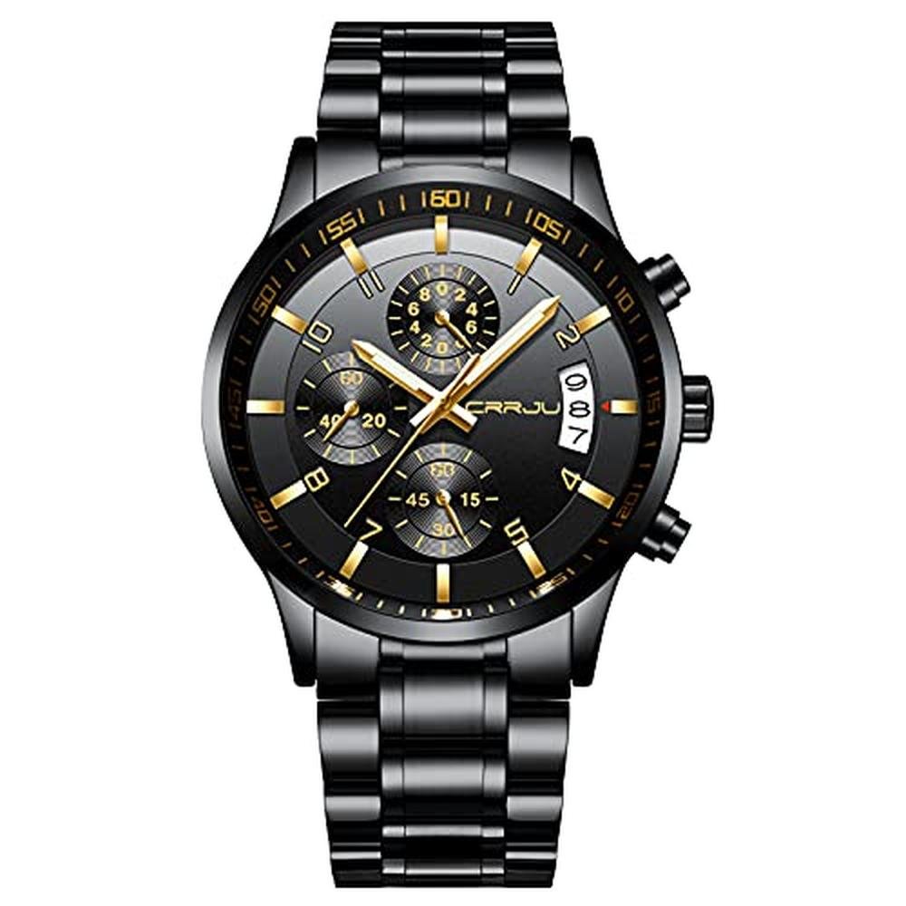 CRRJU Watches: Men's Fashion Luxury Casual Stainless Steel – Front View