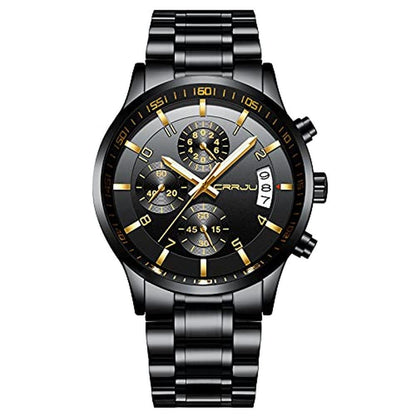 CRRJU Watches: Men's Fashion Luxury Casual Stainless Steel – Front View