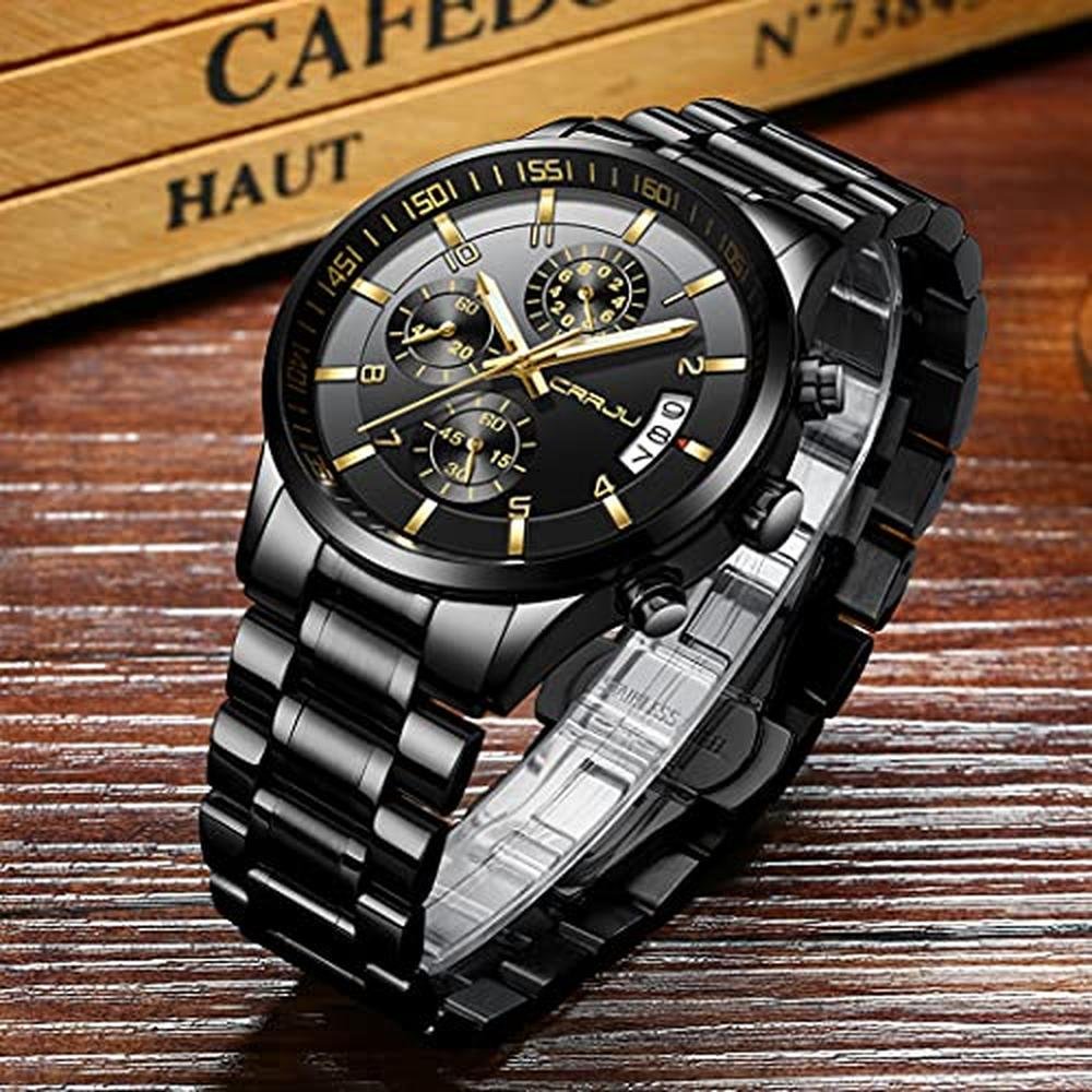 CRRJU Watches: Men's Fashion Luxury Casual Stainless Steel – Close-up Detail