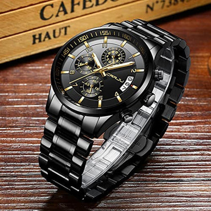CRRJU Watches: Men's Fashion Luxury Casual Stainless Steel – Close-up Detail