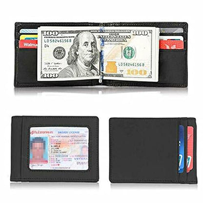 Rswsp RFID Men's Leather Slim Bifold Money Clip Wallet – Side View