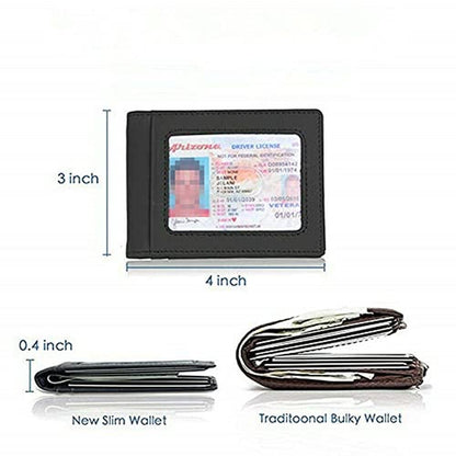 Rswsp RFID Men's Leather Slim Bifold Money Clip Wallet – Close-up Detail