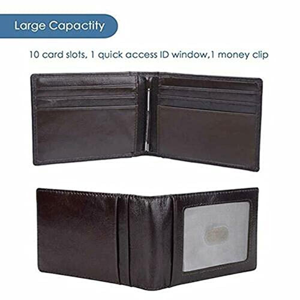 Rswsp RFID Men's Leather Slim Bifold Money Clip Wallet – In Use