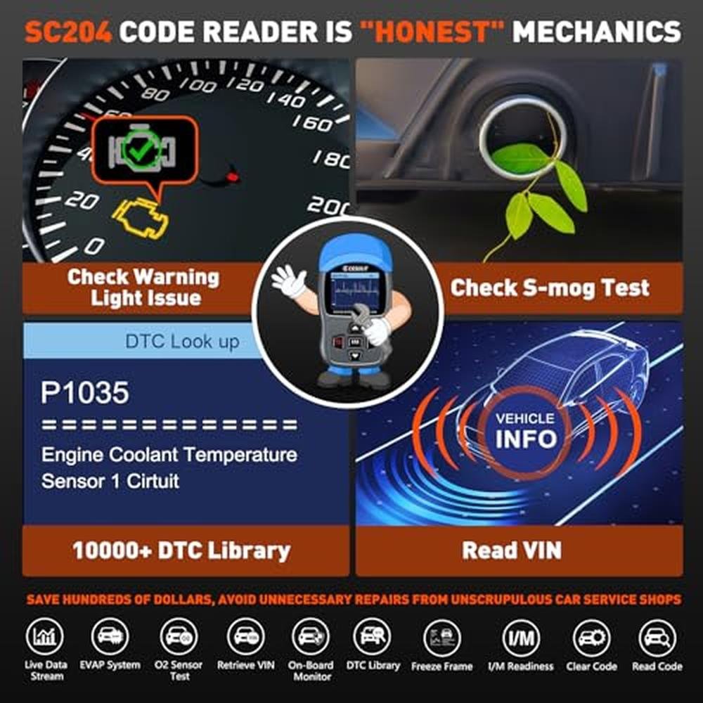 Code Analysis Tool: CGSULIT Scan Tool SC204 OBD2 Scanner – Close-up Detail