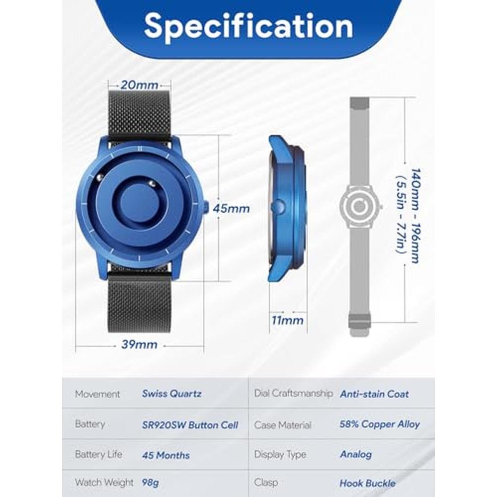 Magnetic Watch: EUTOUR Magnetic Bead Analog Watch Stainless – In Use