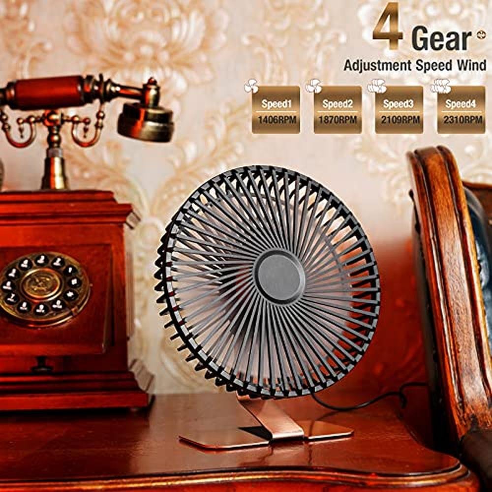 Slenpet Fan: 6-Inch USB Desk Fan 4 Speeds Ultra Quiet 90 – Side View