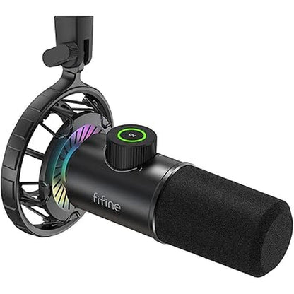 Fifine Mic: FIFINE K658 RGB Dynamic Mic for PC – Front View