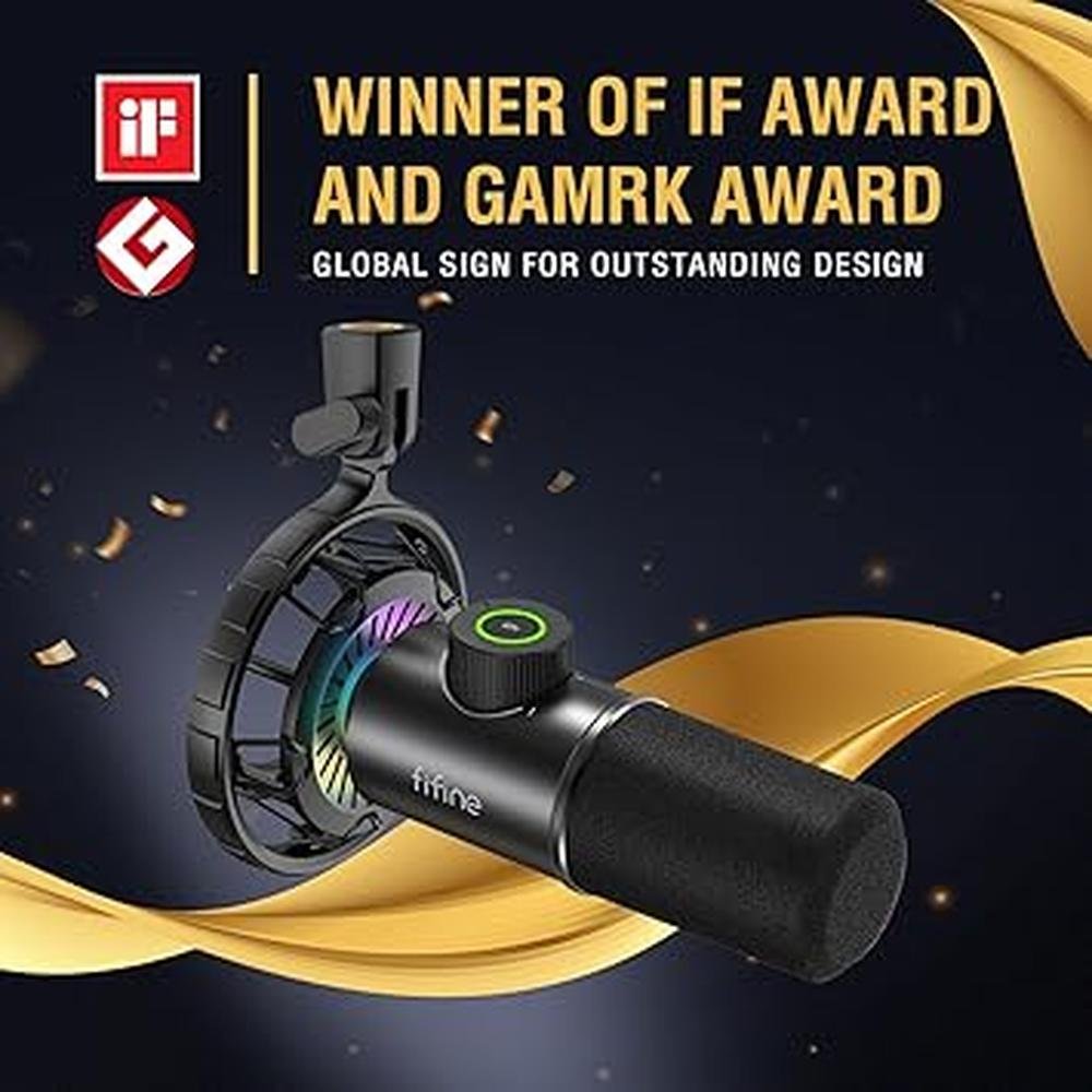 Fifine Mic: FIFINE K658 RGB Dynamic Mic for PC – Side View