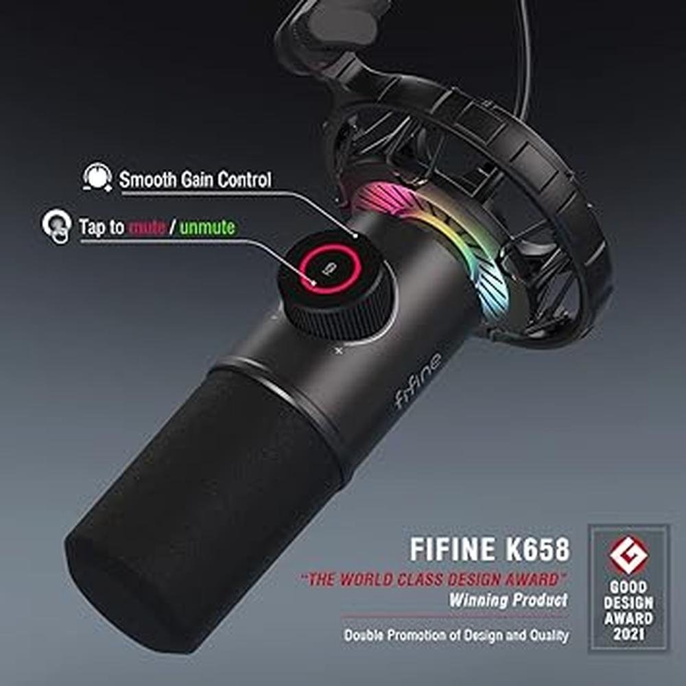 Fifine Mic: FIFINE K658 RGB Dynamic Mic for PC – Close-up Detail