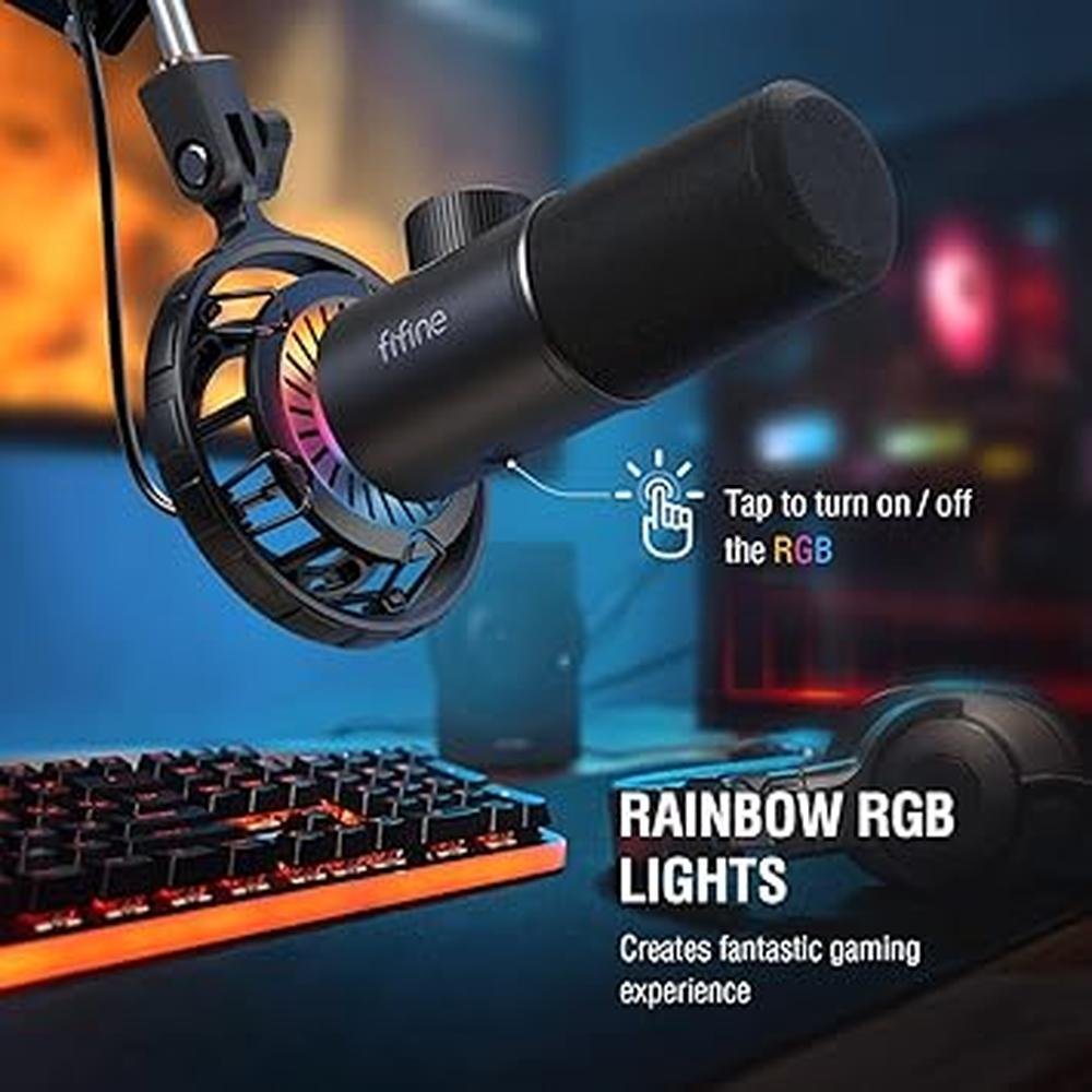 Fifine Mic: FIFINE K658 RGB Dynamic Mic for PC – In Use