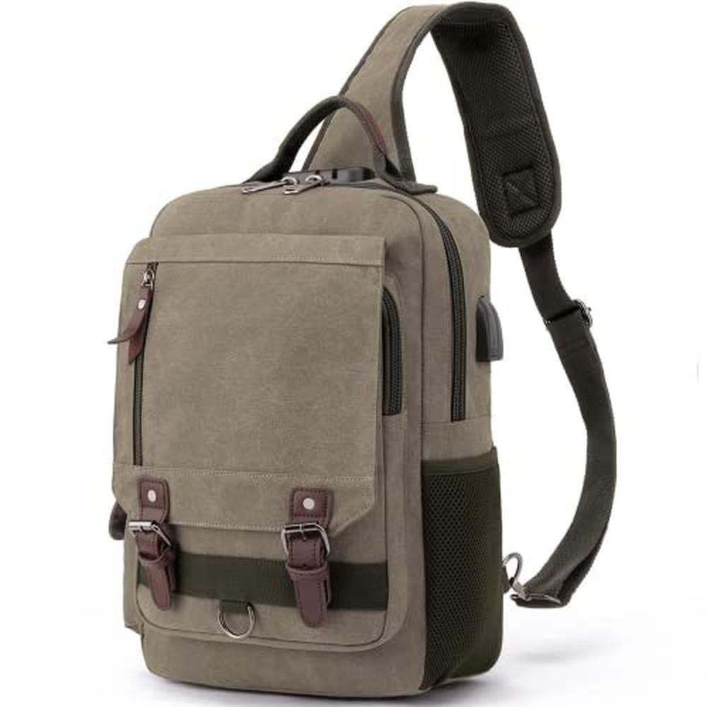 Crossbody Bag: Leaper Retro Crossbody Bag Large Canvas – Front View