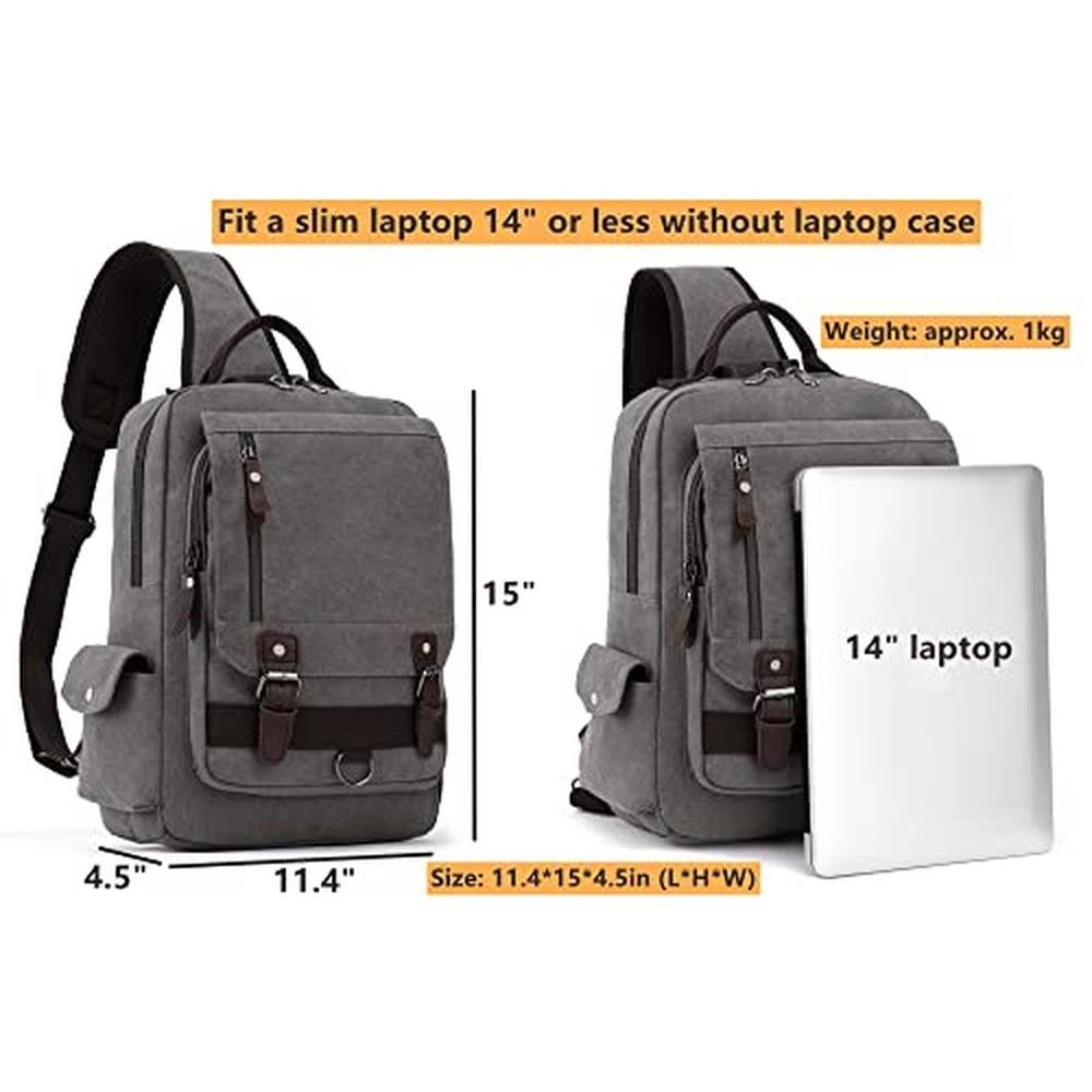 Crossbody Bag: Leaper Retro Crossbody Bag Large Canvas – Close-up Detail