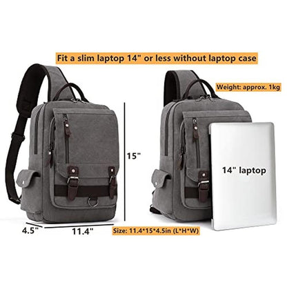 Crossbody Bag: Leaper Retro Crossbody Bag Large Canvas – Close-up Detail