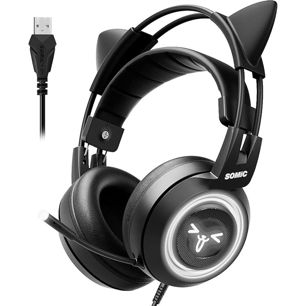 SOMIC G951black Gaming Headset for PC – Front View