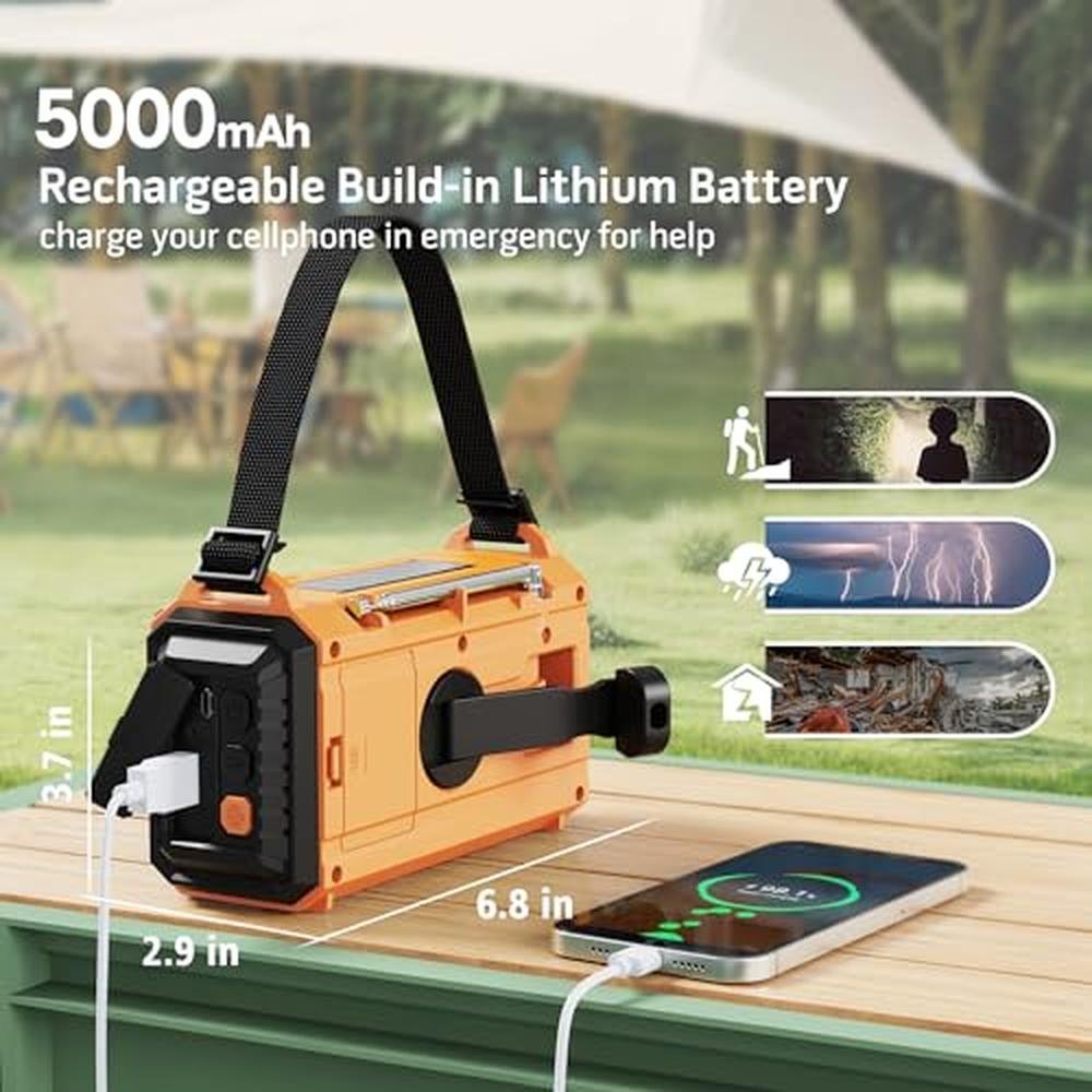 Radio 5000: Mesqool 5000 Emergency Weather Radio with AM FM – Close-up Detail