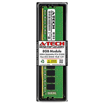 A-Tech 8GB RAM: DDR4 2666MHz PC4-21300 UDIMM Non-ECC – Front View