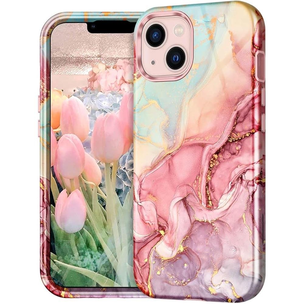 iPhone Case: CaseFiv Compatible with iPhone 13 Case Marble – Side View