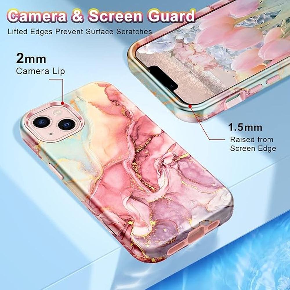 iPhone Case: CaseFiv Compatible with iPhone 13 Case Marble – In Use