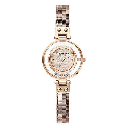 Women Watches: Victoria Hyde Small Dial Luxury Gold Watch – Front View