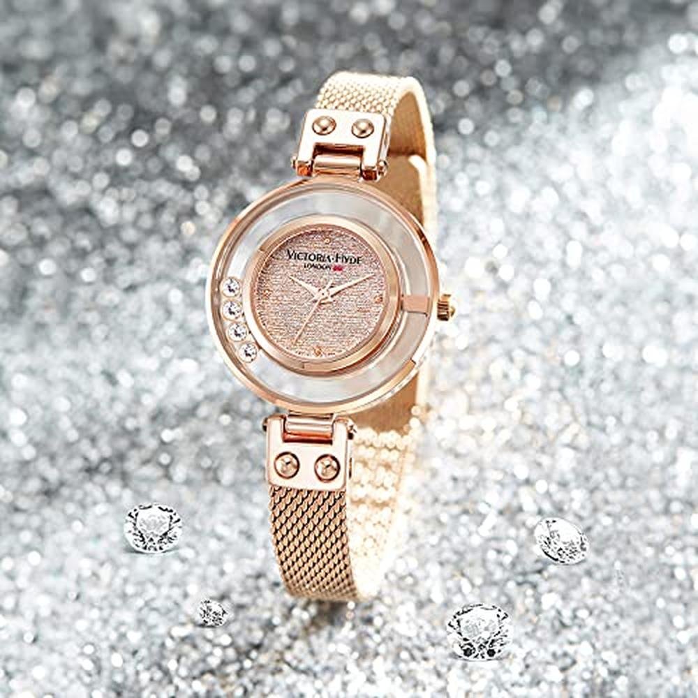 Women Watches: Victoria Hyde Small Dial Luxury Gold Watch – Close-up Detail