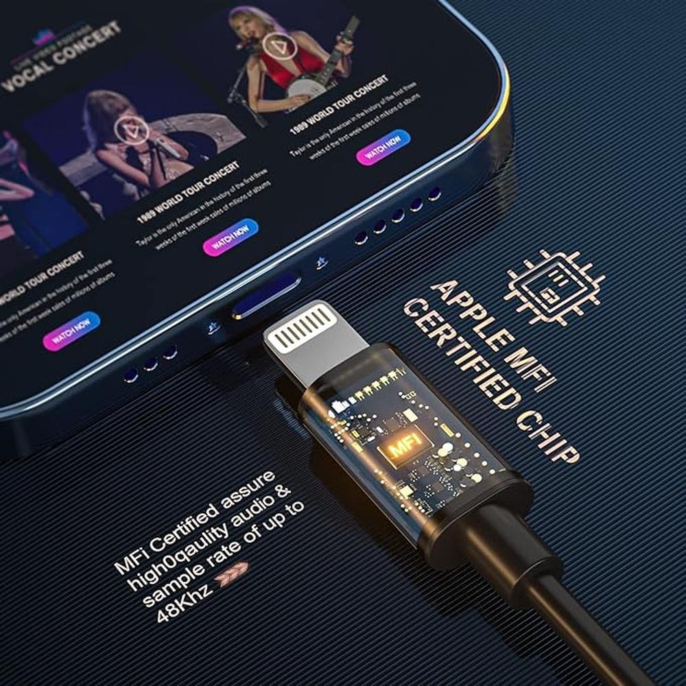 Lightning Headphones for iPhone 13 14 12 Pro Max MFi – Side View