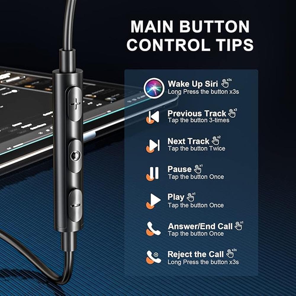 Lightning Headphones for iPhone 13 14 12 Pro Max MFi – Close-up Detail