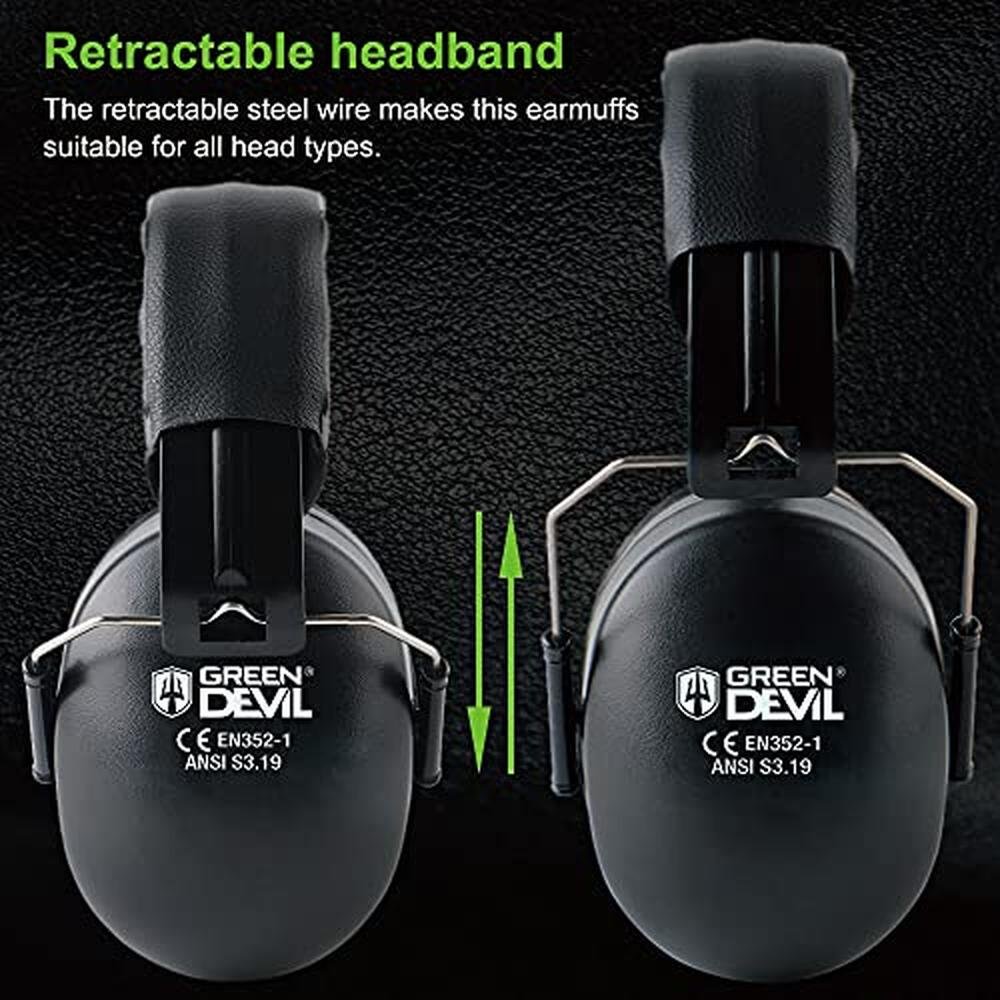 Noise Protection: Premium Noise Cancelling Ear Muffs NRR – Side View