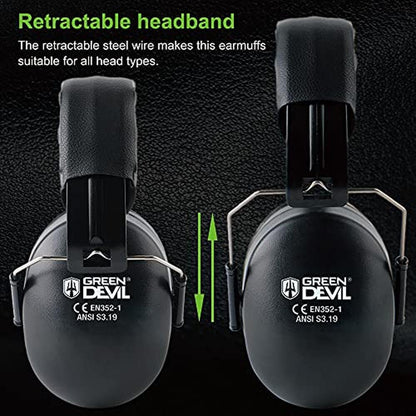 Noise Protection: Premium Noise Cancelling Ear Muffs NRR – Side View