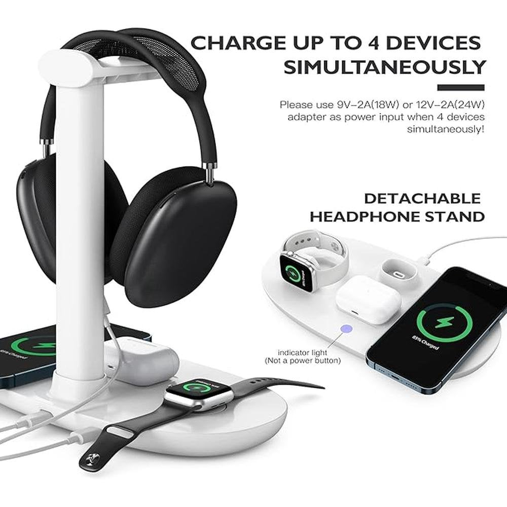 Headphone Stand: Suguder 4-in-1 Charging Station with 15W – Close-up Detail